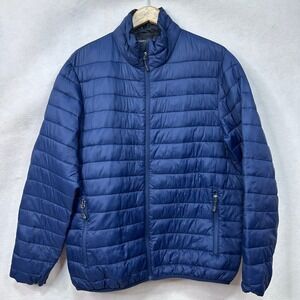 SWISS TECH Mens Blue Puffer Jacket‎ Lightweight Full Zip Warm Winter Coat L